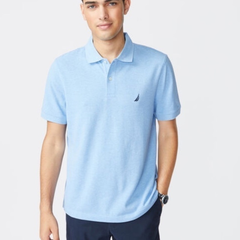 Nautica size L light blue short sleeve polo shirt